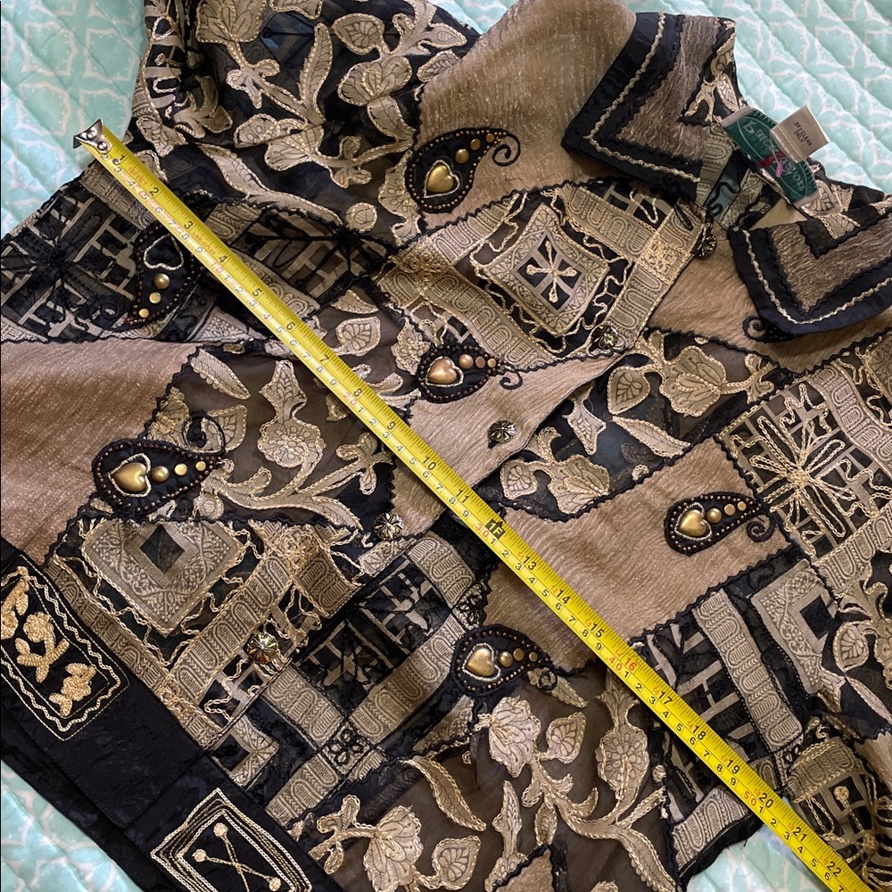 Oversized, Sheer Embroidered Patchwork Jacket Wit… - image 4